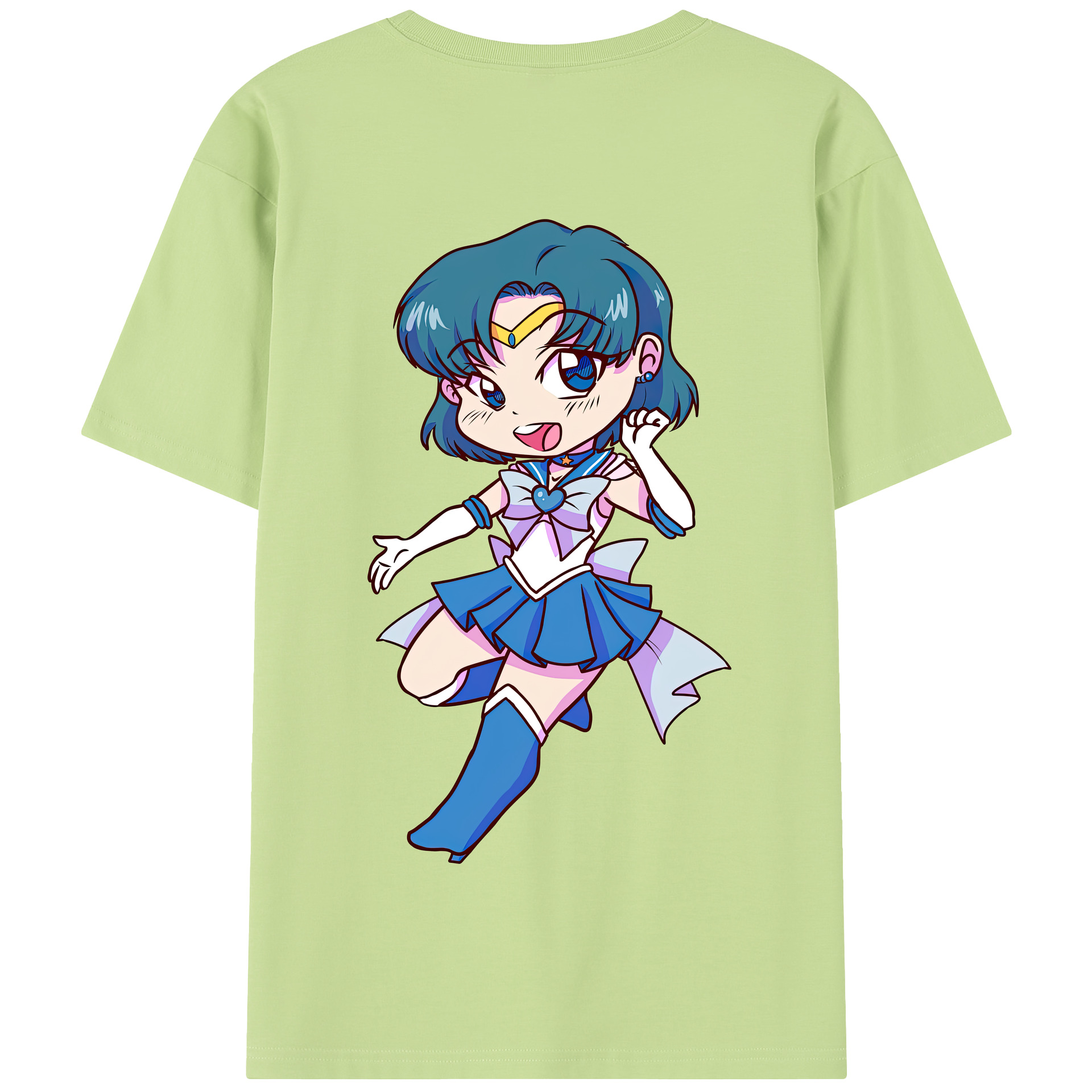 （画像用） 美少女戦士セーラームーン 水野 亜美 みずの あみ Sailor Moon Mizuno Ami 綿100％半袖Tシャツ（背面プリント）